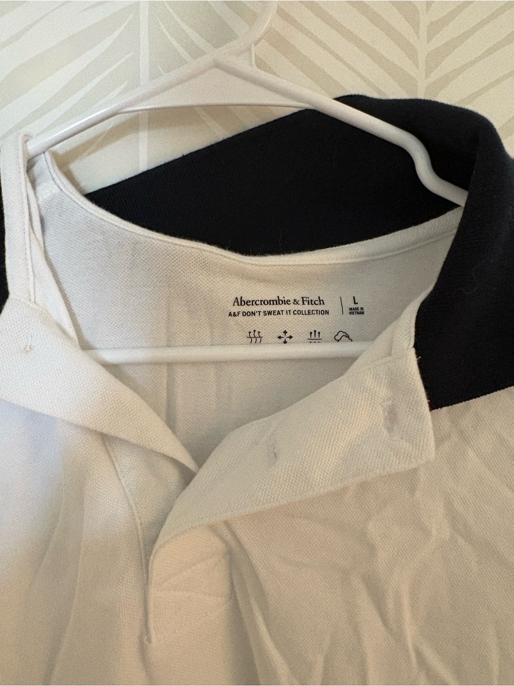 Abercrombie & Fitch Men’s White Polo with Black Collar Trim